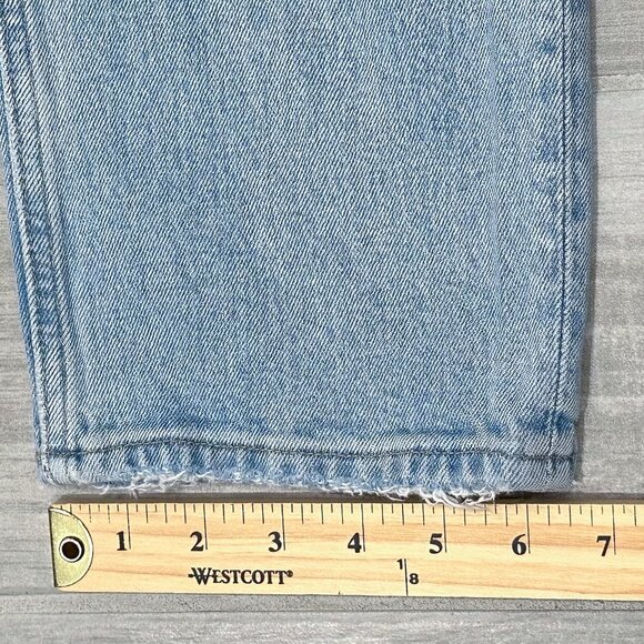 Abercrombie & Fitch The Dad High Rise Criss-Cross Waistband Jeans in Light Wash - Picture 14 of 15